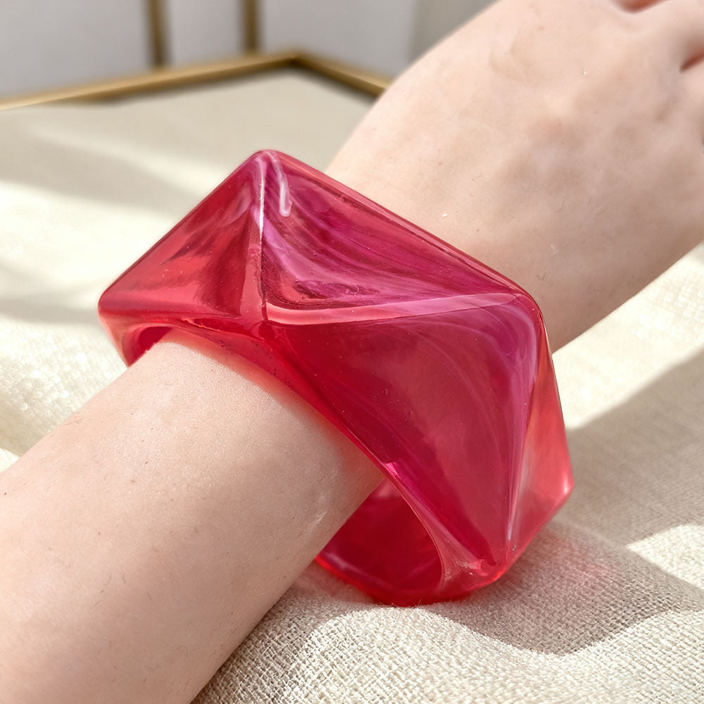 Retro Black Acrylic Rhombus Bangle For Women