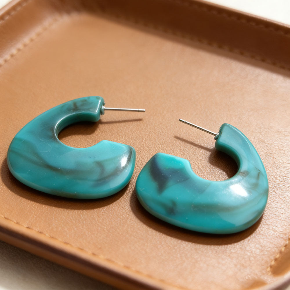 Retro Geometric Acrylic Earrings For Women In Coffer Color