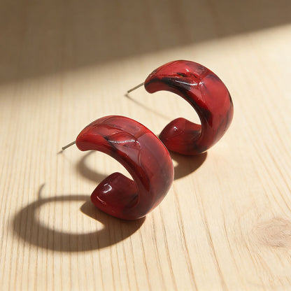 C Shape Earrings For Women In Colour Acrylic Material