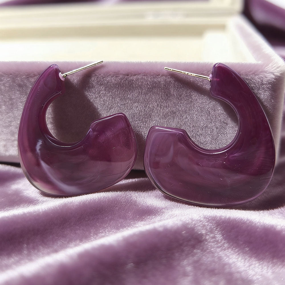 Retro Geometric Acrylic Earrings For Women In Coffer Color