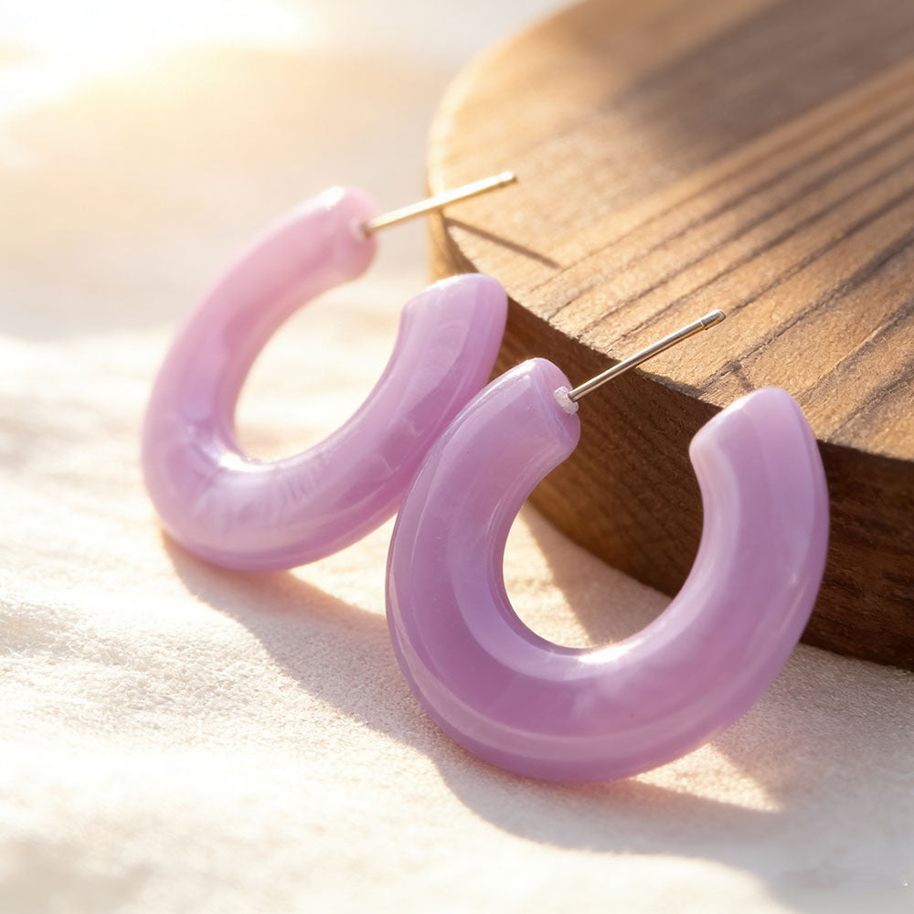 Retro Geometric Earrings For Women In Blue Acrylic Featuring Acrylic Inlay Material