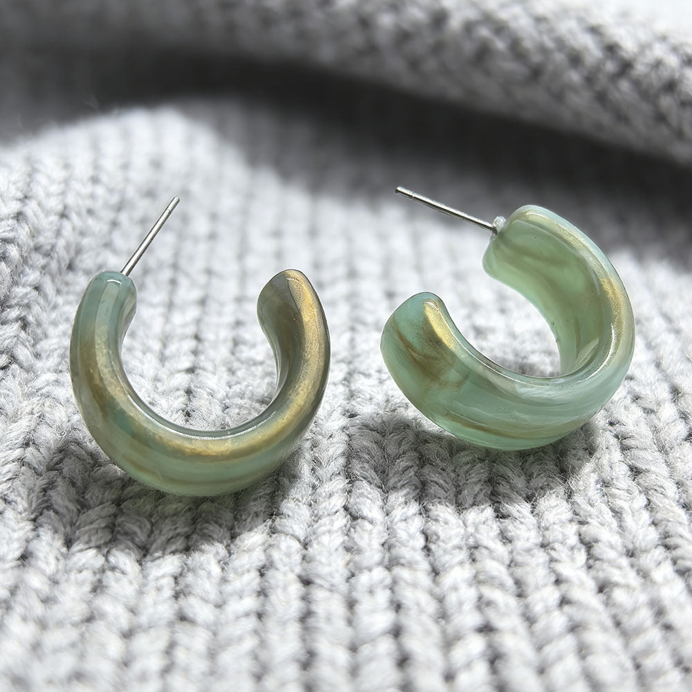 C Shape Earrings For Women In Colour Acrylic Material