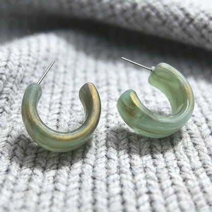 C Shape Earrings For Women In Colour Acrylic Material