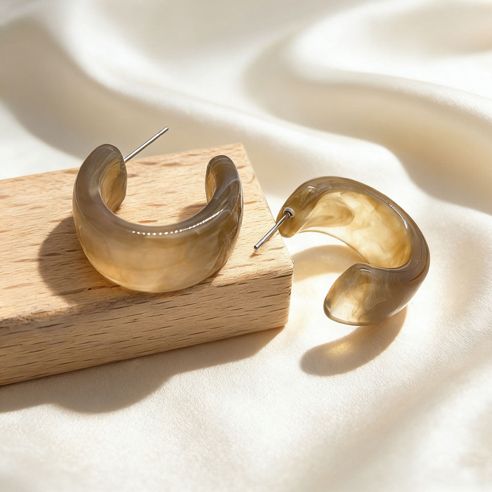 C Shape Earrings For Women In Colour Acrylic Material