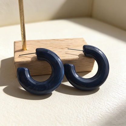 Retro Geometric Earrings For Women In Blue Acrylic Featuring Acrylic Inlay Material