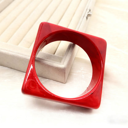 Geometric Retro Acrylic Bangle For Women In Multicolor