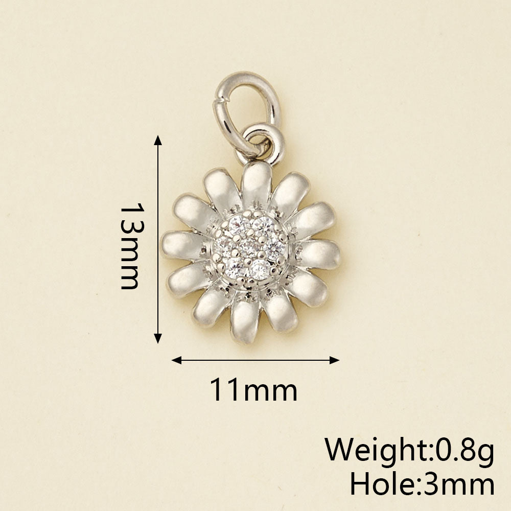 Sunflower Pendant Copper With 18K Gold Electroplated Finish And Zircon Inlay, 0.05-0.08µm Thickness, 1 Pc