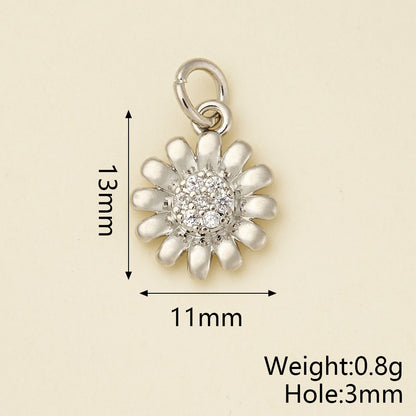 Sunflower Pendant Copper With 18K Gold Electroplated Finish And Zircon Inlay, 0.05-0.08µm Thickness, 1 Pc