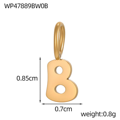 Letter Pendant 304 Stainless Steel 18K Gold Plated 0.03µm PVD Coated Electroplated 1 Piece