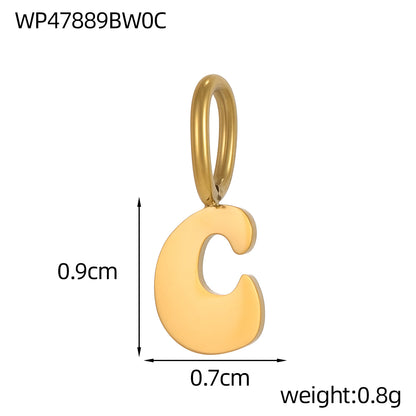 Letter Pendant 1 Piece In 304 Stainless Steel With 18K Real Gold Plated 0.03µm Thickness Featuring PVD Coated And Electroplated Process