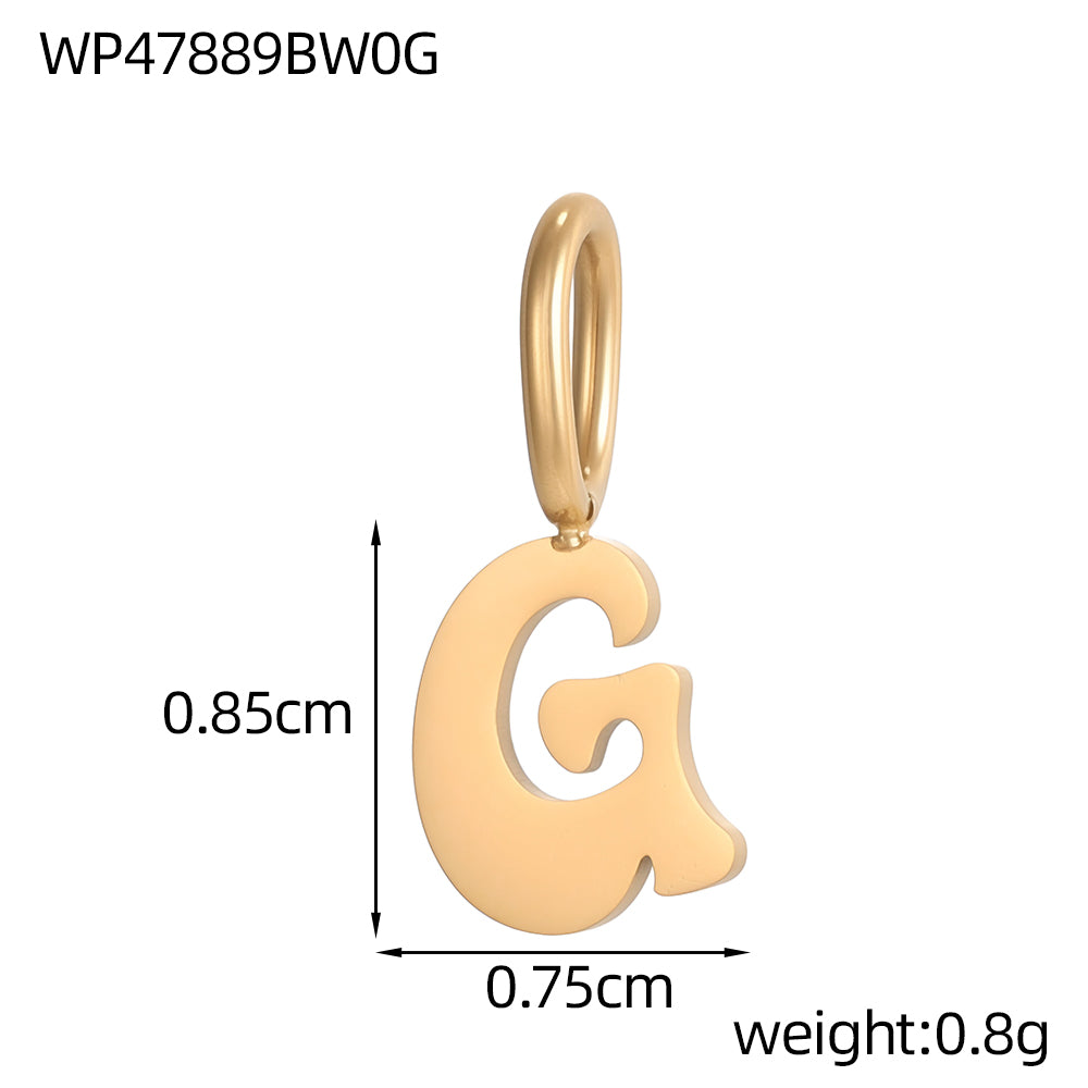 Letter Pendant 1 Piece In 304 Stainless Steel With 18K Real Gold Plated 0.03µm Thickness Featuring PVD Coated And Electroplated Process