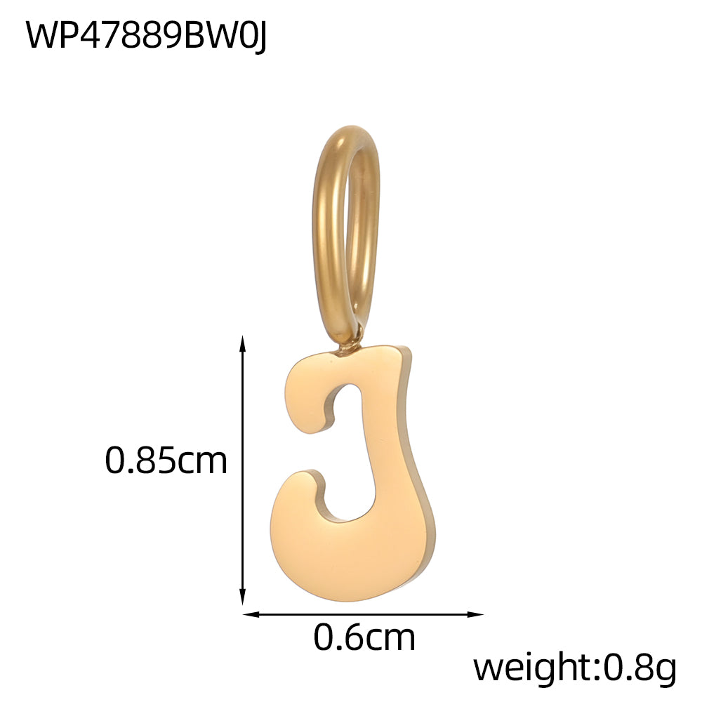 Letter Pendant 304 Stainless Steel 18K Gold Plated 0.03µm PVD Coated Electroplated 1 Piece
