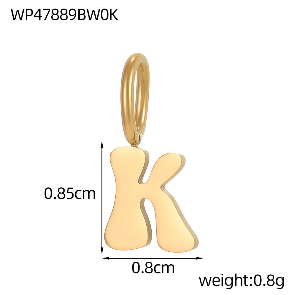 Letter Pendant 304 Stainless Steel 18K Gold Plated 0.03µm PVD Coated Electroplated 1 Piece