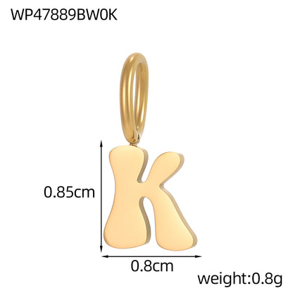 Letter Pendant 304 Stainless Steel 18K Gold Plated 0.03µm PVD Coated Electroplated 1 Piece