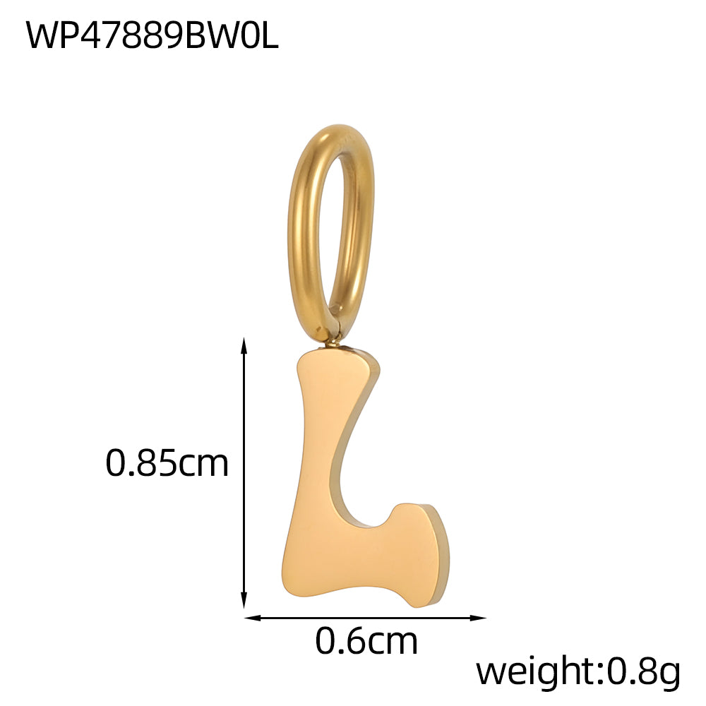 Letter Pendant 304 Stainless Steel 18K Gold Plated 0.03µm PVD Coated Electroplated 1 Piece