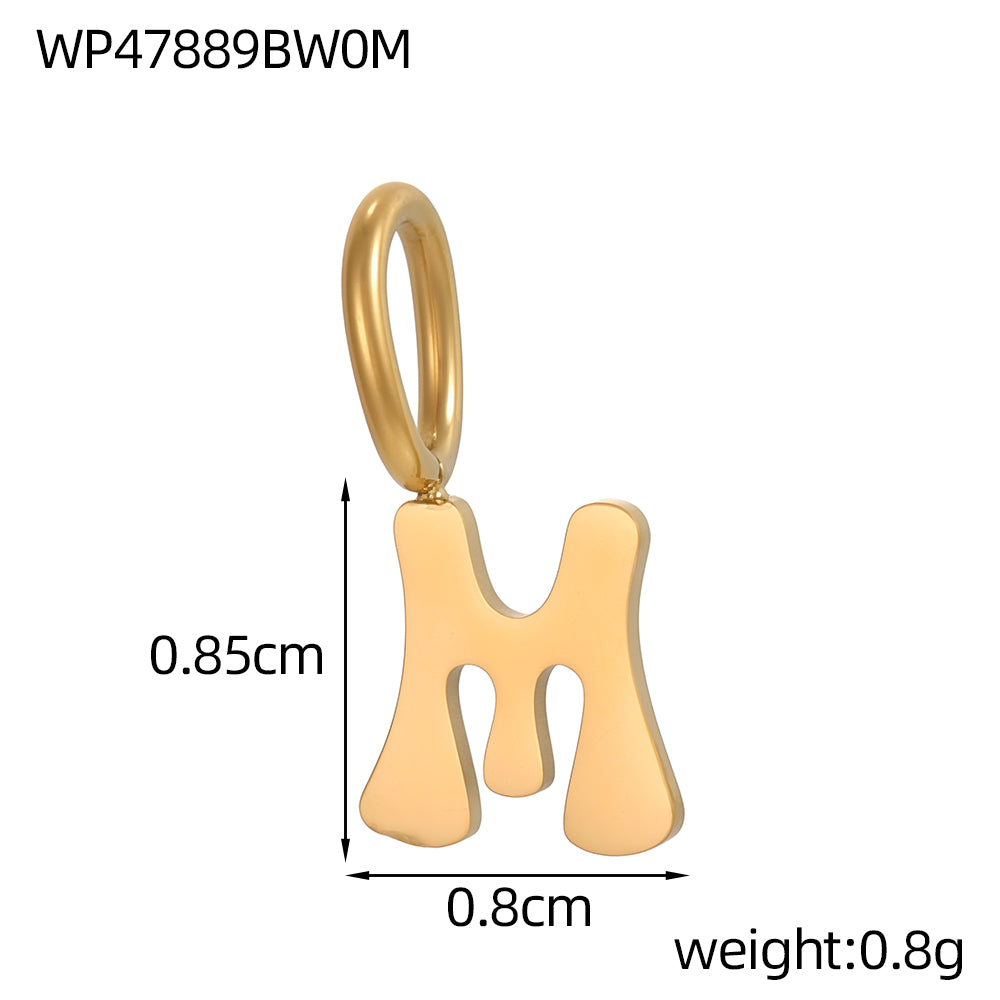 Letter Pendant 304 Stainless Steel 18K Gold Plated 0.03µm PVD Coated Electroplated 1 Piece
