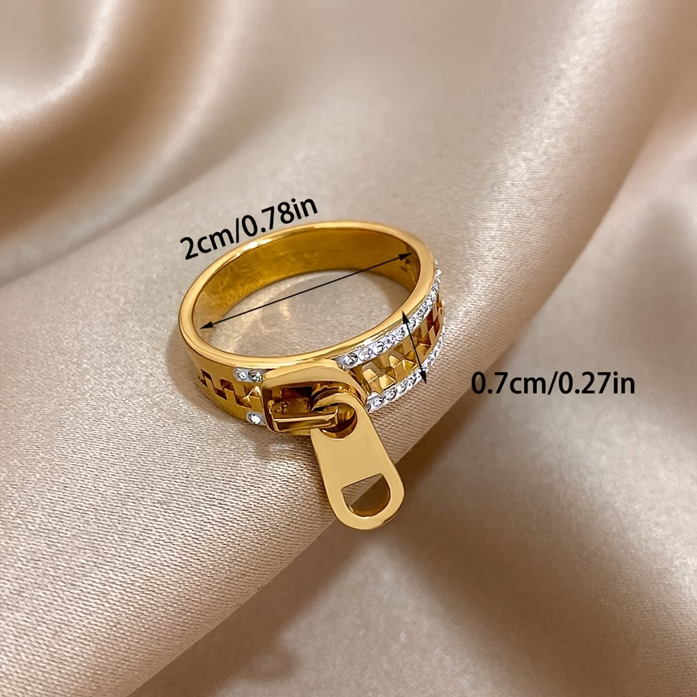 Solid Color Unisex Bangle For New Year, 304 Stainless Steel With 18K Real Gold Plated And Zircon Inlay