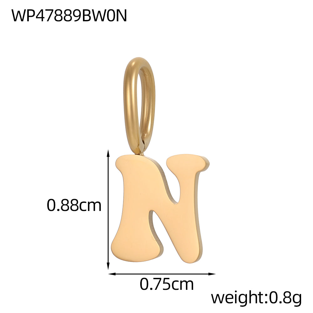 Letter Pendant 1 Piece In 304 Stainless Steel With 18K Real Gold Plated 0.03µm Thickness Featuring PVD Coated And Electroplated Process