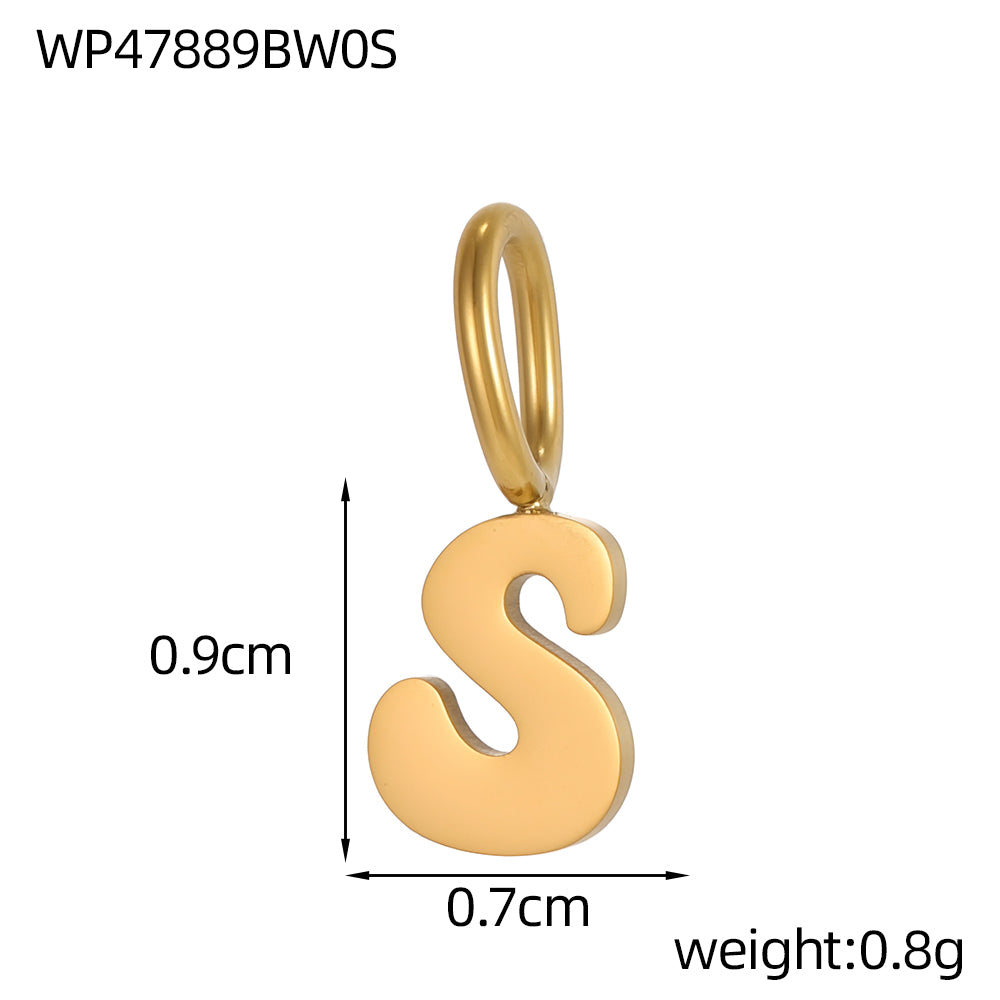 Letter Pendant 1 Piece In 304 Stainless Steel With 18K Real Gold Plated 0.03µm Thickness Featuring PVD Coated And Electroplated Process