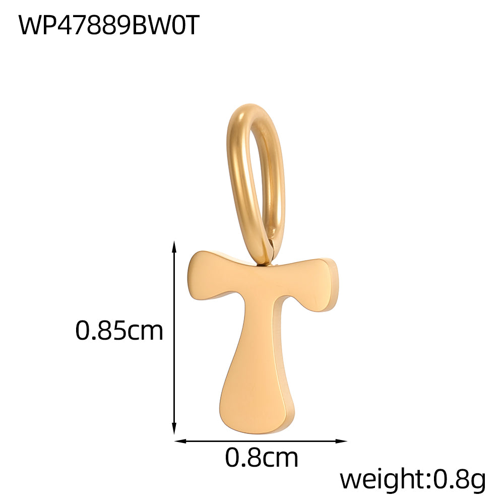 Letter Pendant 1 Piece In 304 Stainless Steel With 18K Real Gold Plated 0.03µm Thickness Featuring PVD Coated And Electroplated Process