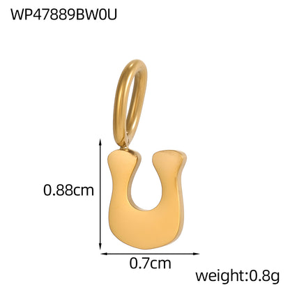 Letter Pendant 1 Piece In 304 Stainless Steel With 18K Real Gold Plated 0.03µm Thickness Featuring PVD Coated And Electroplated Process