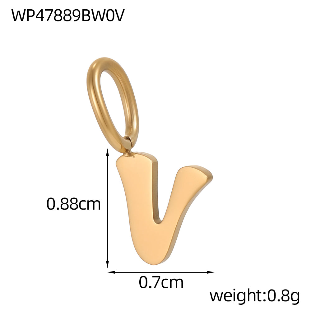 Letter Pendant 1 Piece In 304 Stainless Steel With 18K Real Gold Plated 0.03µm Thickness Featuring PVD Coated And Electroplated Process