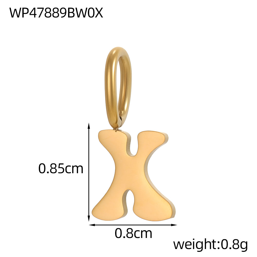 Letter Pendant 1 Piece In 304 Stainless Steel With 18K Real Gold Plated 0.03µm Thickness Featuring PVD Coated And Electroplated Process