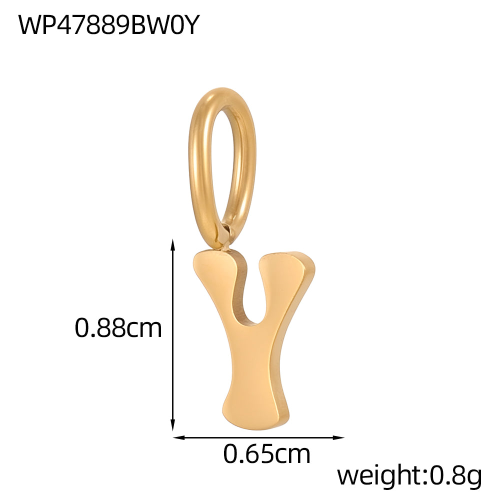 Letter Pendant 1 Piece In 304 Stainless Steel With 18K Real Gold Plated 0.03µm Thickness Featuring PVD Coated And Electroplated Process