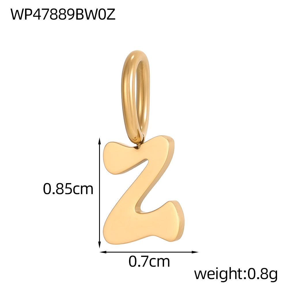 Letter Pendant 304 Stainless Steel 18K Gold Plated 0.03µm PVD Coated Electroplated 1 Piece