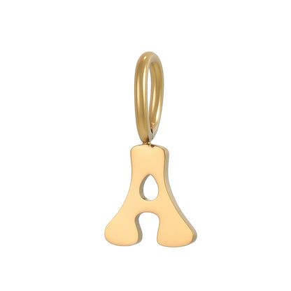 Letter Pendant 304 Stainless Steel 18K Gold Plated 0.03µm PVD Coated Electroplated 1 Piece