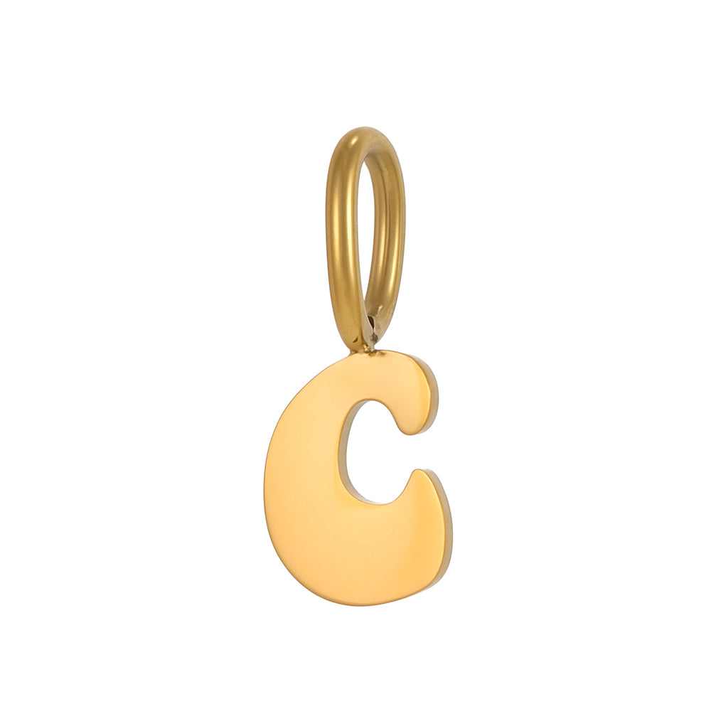 Letter Pendant 1 Piece In 304 Stainless Steel With 18K Real Gold Plated 0.03µm Thickness Featuring PVD Coated And Electroplated Process