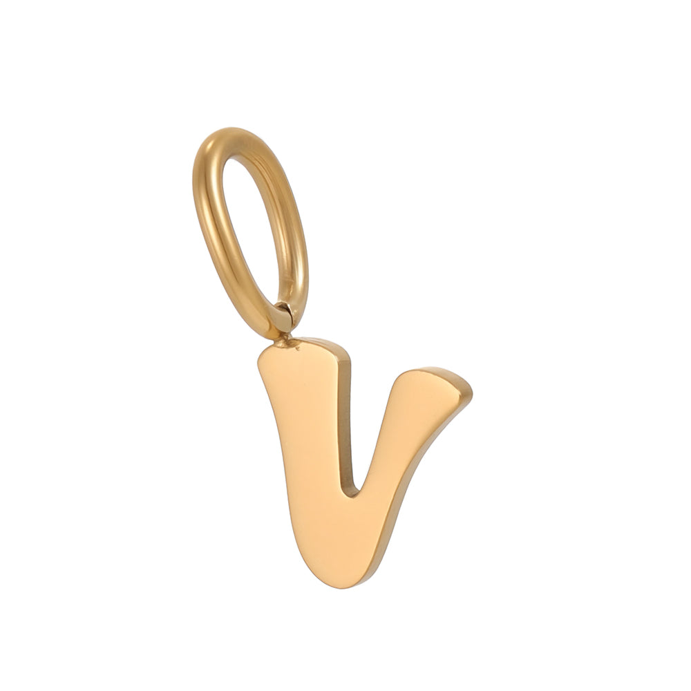 Letter Pendant 1 Piece In 304 Stainless Steel With 18K Real Gold Plated 0.03µm Thickness Featuring PVD Coated And Electroplated Process