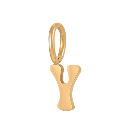Letter Pendant 1 Piece In 304 Stainless Steel With 18K Real Gold Plated 0.03µm Thickness Featuring PVD Coated And Electroplated Process