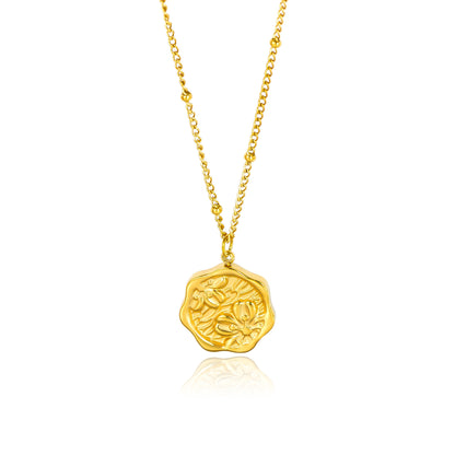 Electroplated Titanium Steel Flowers Necklace For Women With 14K Real Gold Plated Cable Chain