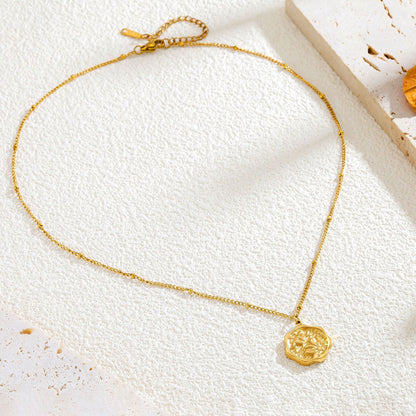 Electroplated Titanium Steel Flowers Necklace For Women With 14K Real Gold Plated Cable Chain