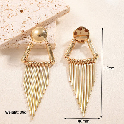 Retro Flowers Tassel Earrings For Women In Electroplated Metal Featuring Elegant Design