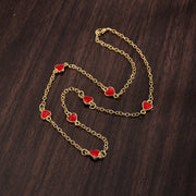 Red Heart Spacer Necklace (4 Pieces) [String Length: 440mm]