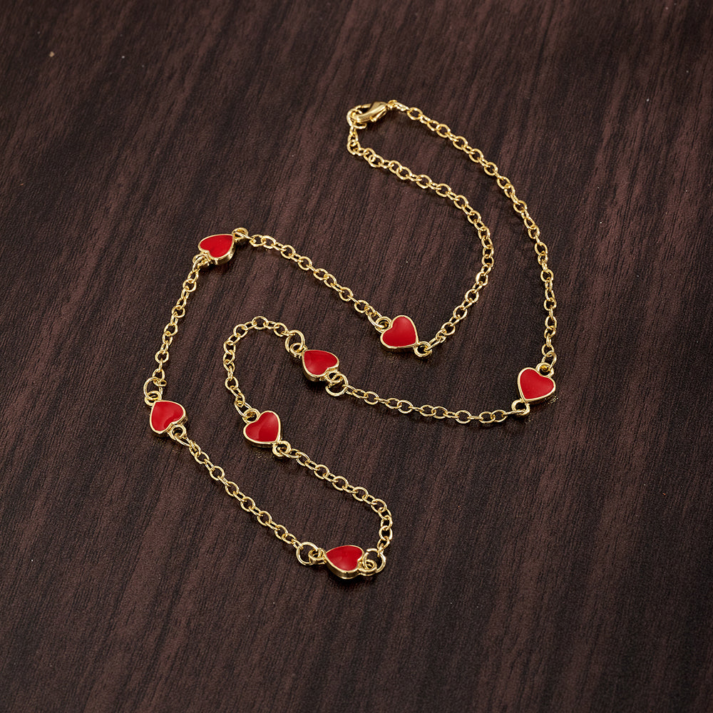 Heart Shape Necklace For Valentine's Day Featuring Casual Style Copper Material With 18K Gold Plated Handmade Chain