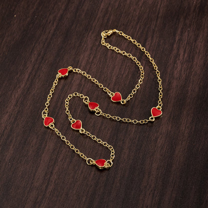 Heart Shape Necklace For Valentine's Day Featuring Casual Style Copper Material With 18K Gold Plated Handmade Chain