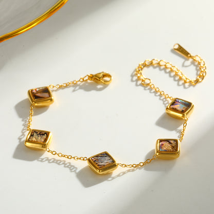 Round Electroplated 18K Real Gold Plated 304 Stainless Steel Cable Chain Bracelet For Women