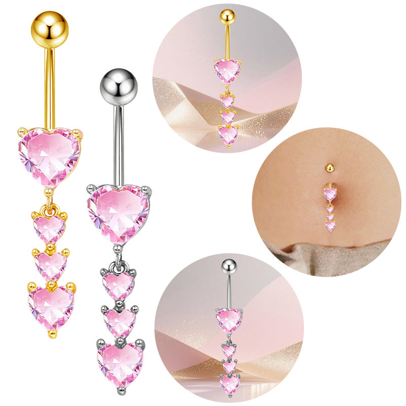 Three-dimensional Copper Flowers Belly Ring With Platinum Plated Electroplated Finish And Zircon Inlay