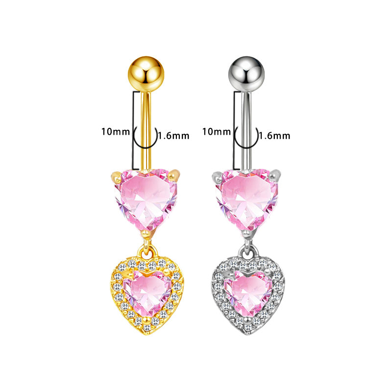 Three-dimensional Copper Flowers Belly Ring With Platinum Plated Electroplated Finish And Zircon Inlay