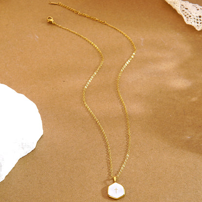 Geometric Three-dimensional Pendant Necklace For Women In 304 Stainless Steel With 18K Real Gold Plated O Chain