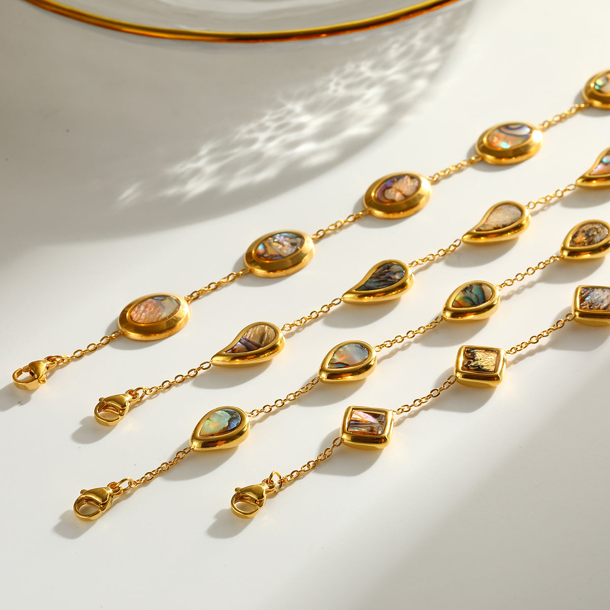 Round Electroplated 18K Real Gold Plated 304 Stainless Steel Cable Chain Bracelet For Women