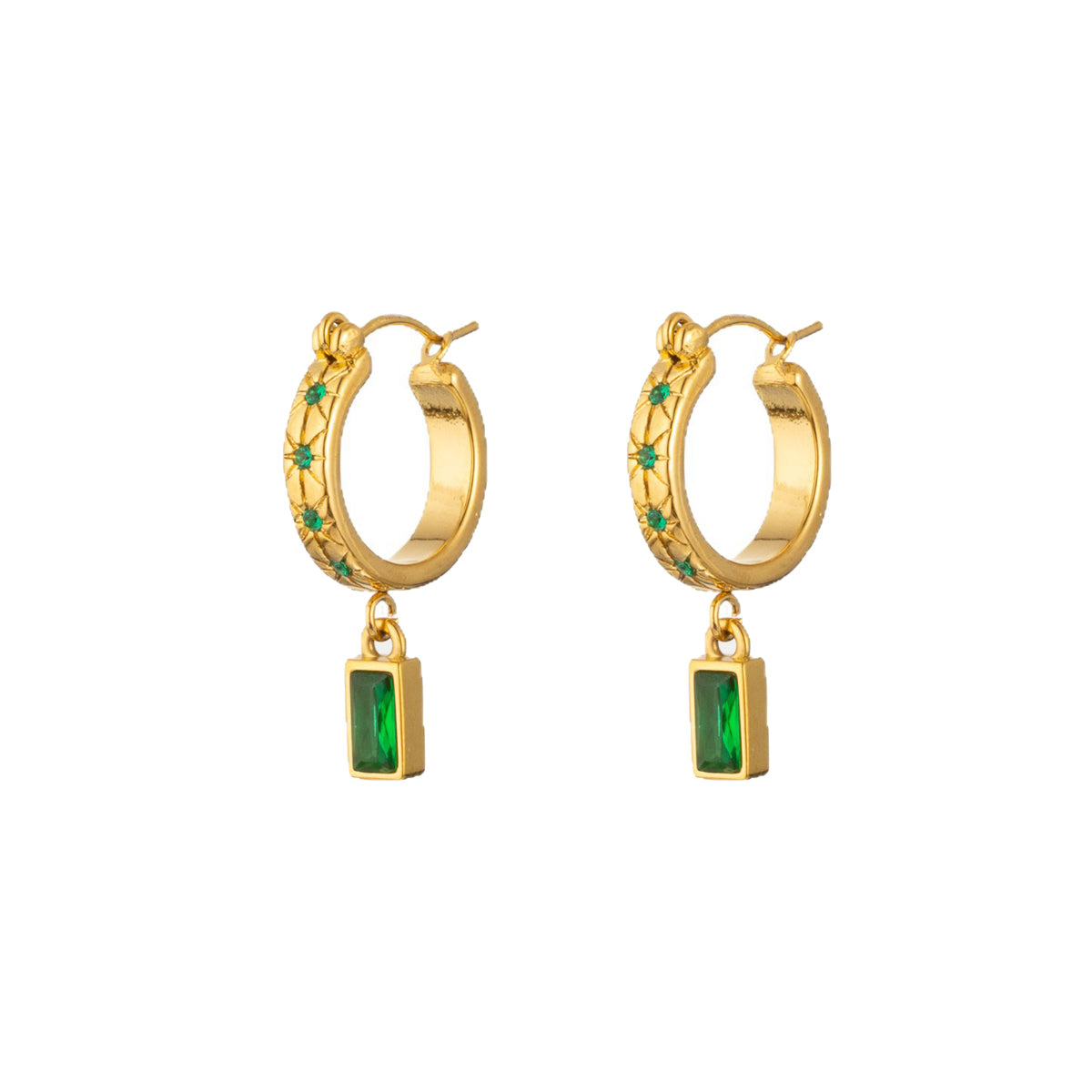 Geometric Three-dimensional Earrings For Unisex Featuring 304 Stainless Steel With 18K Real Gold Plated And Artificial Diamond Inlay
