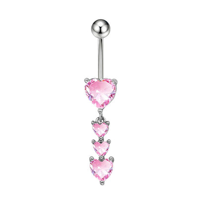 Three-dimensional Copper Flowers Belly Ring With Platinum Plated Electroplated Finish And Zircon Inlay