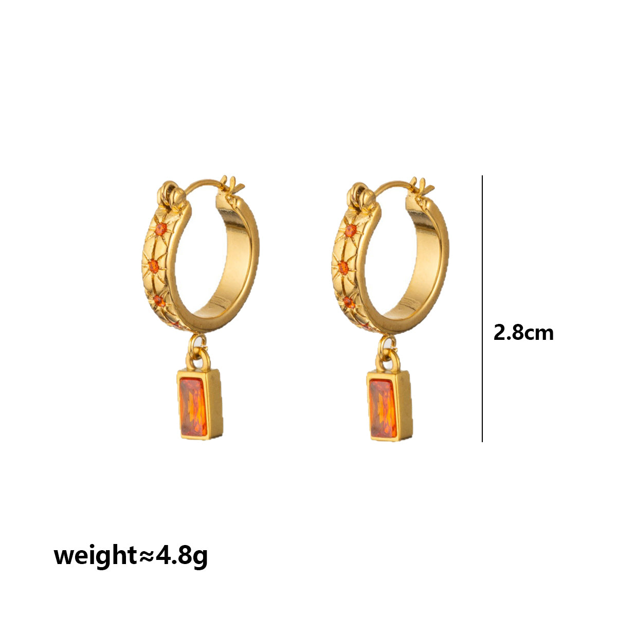 Geometric Three-dimensional Earrings For Unisex Featuring 304 Stainless Steel With 18K Real Gold Plated And Artificial Diamond Inlay