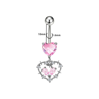 Three-dimensional Copper Flowers Belly Ring With Platinum Plated Electroplated Finish And Zircon Inlay