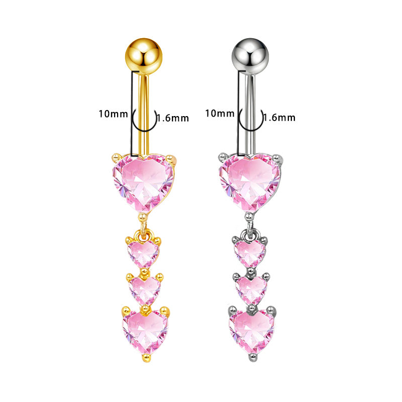 Three-dimensional Copper Flowers Belly Ring With Platinum Plated Electroplated Finish And Zircon Inlay