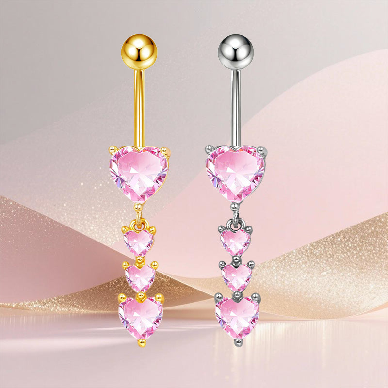 Three-dimensional Copper Flowers Belly Ring With Platinum Plated Electroplated Finish And Zircon Inlay